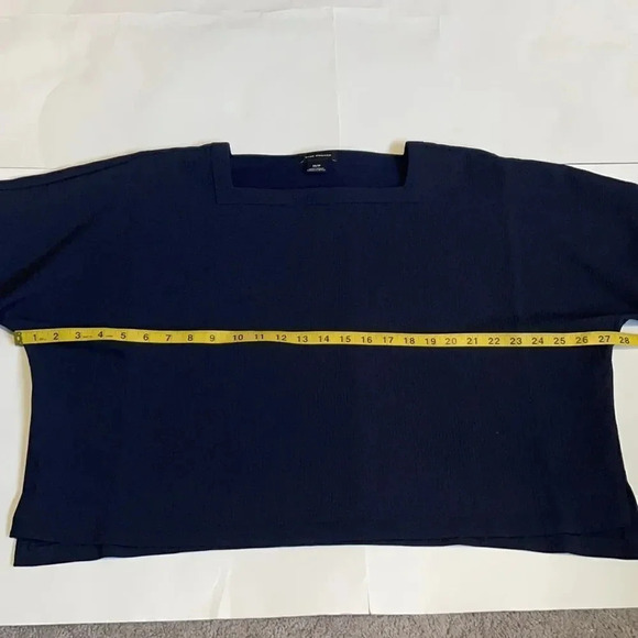 Club Monaco square neck top Navy Relaxed fit Textured Womens XS - Picture 4 of 10